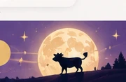 Cow and moon decorative artwork